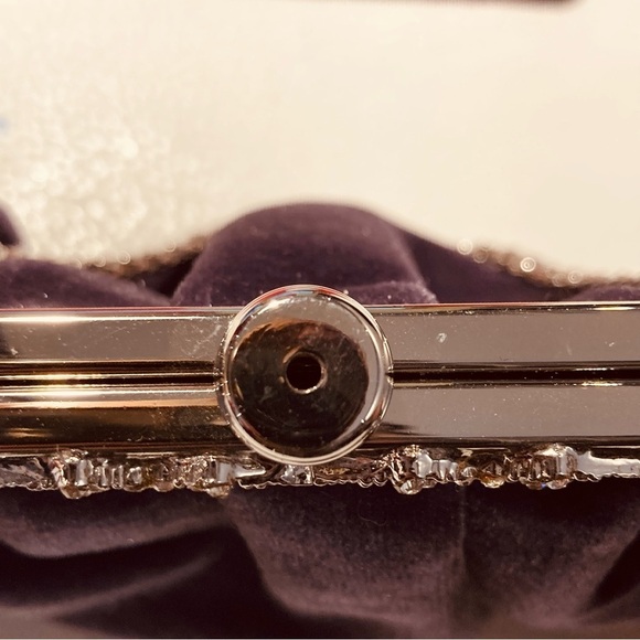 MINI Bag Velvet Purple and Metal with little Rhinestones Embellishment Crossbody - Picture 10 of 10